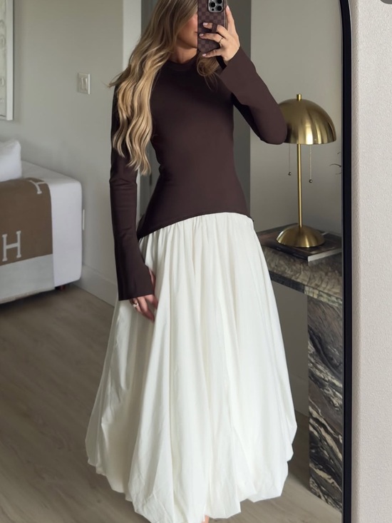 Hill Brand Dresses & Skirts - Women's Black and White Maxi Skirt Outfit - Elegant Two-Tone Skirt